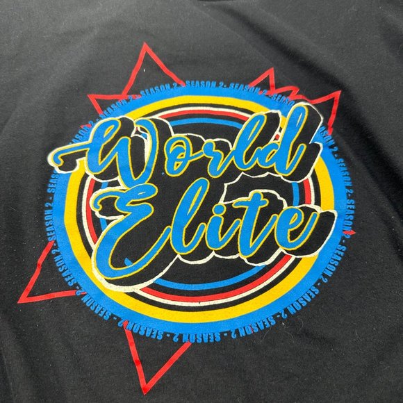 World Elite Season 2 Mens Size XXL Short Sleeve Concert Tee Shirt Black Preowned - Picture 3 of 12